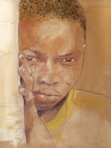 Painting titled "Enfant du Burkina F…" by Christian Lartaud (Christian Gavots), Original Artwork, Pencil