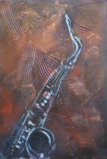 Peinture intitulée "saxo" par Christian Laspoujas, Œuvre d'art originale, Huile