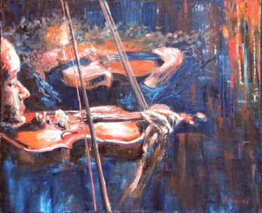 Painting titled "Violons" by Christian Laspoujas, Original Artwork, Oil