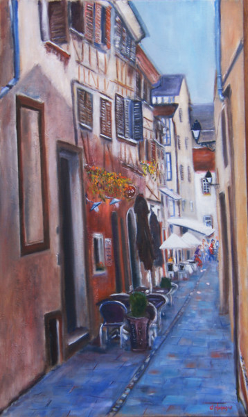 Painting titled "Rue de Strasbourg" by Christian Laspoujas, Original Artwork, Oil