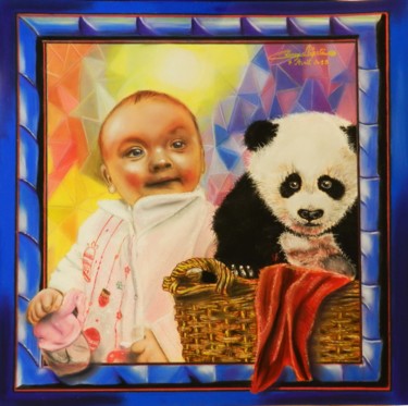 Dessin intitulée "two-babies.jpg" par Christian Leroy Napoli, Œuvre d'art originale, Craie