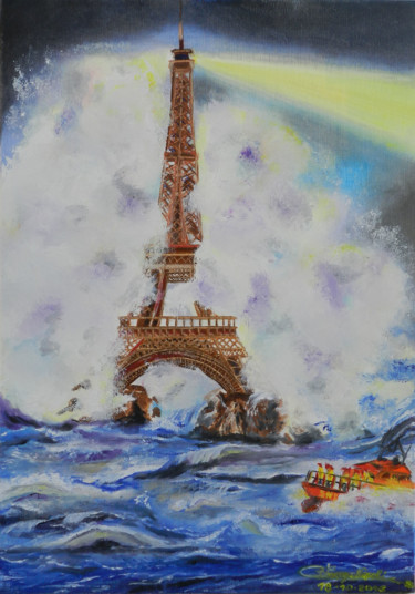 Peinture intitulée "le-phare-eiffel.jpg" par Christian Leroy Napoli, Œuvre d'art originale, Huile