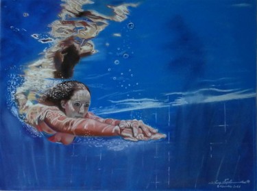 Dessin intitulée "la-plongeuse.jpg" par Christian Leroy Napoli, Œuvre d'art originale, Pastel