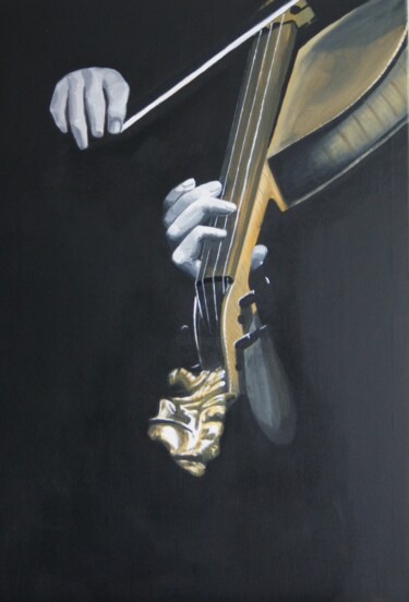 Pintura intitulada "Le violon" por Christian Lopez (Chrislo), Obras de arte originais, Óleo Montado em Armação em madeira