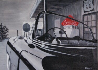 Pintura titulada "Route 66" por Christian Lopez (Chrislo), Obra de arte original, Oleo Montado en Bastidor de camilla de mad…