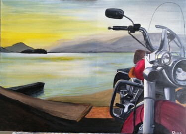 Painting titled "Rando bord de mer" by Christian Lopez (Chrislo), Original Artwork, Oil Mounted on Wood Stretcher frame