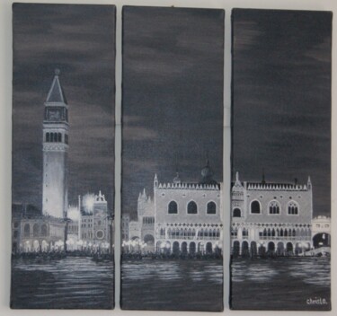 Painting titled "Voyage à Venise" by Christian Lopez (Chrislo), Original Artwork, Oil Mounted on Wood Stretcher frame