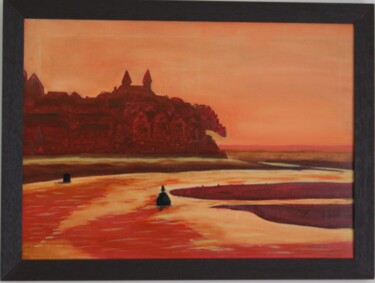 Painting titled "Un soir au Crotoy" by Christian Lopez (Chrislo), Original Artwork, Oil Mounted on Wood Stretcher frame