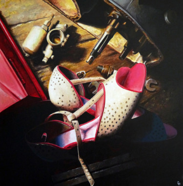 Schilderij getiteld "MECANIQUES PARALLEL…" door Christian Lucas, Origineel Kunstwerk, Acryl