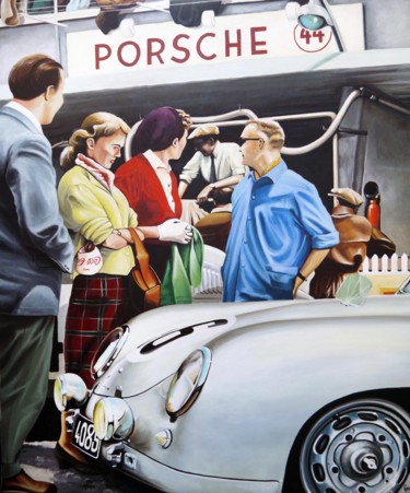 Schilderij getiteld "PORSCHE LE MANS 1953" door Christian Lucas, Origineel Kunstwerk, Acryl