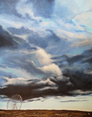 Painting titled "CIEL CHARGE SUR RIVA" by Christian Lucas, Original Artwork, Acrylic