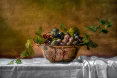 Still Life With Figs Grapes And Dragonfly Digitale Künste mit dem Titel "Still Life With Fig…" von Christian Marcel, Original-Kunstwerk, 2D Digital Work