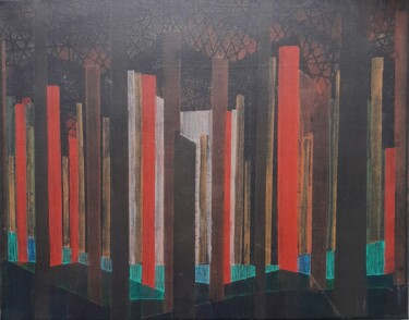 Malerei mit dem Titel "Forêt" von Christian Nouyrigat, Original-Kunstwerk, Pigmente