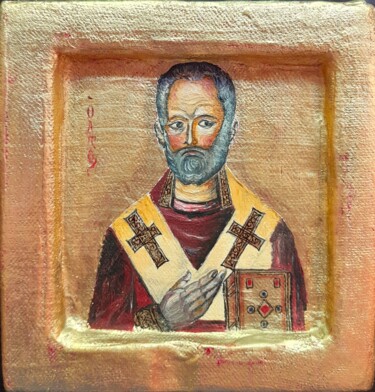 Painting titled "Saint Nicolas" by Christian Nouyrigat, Original Artwork, Tempera