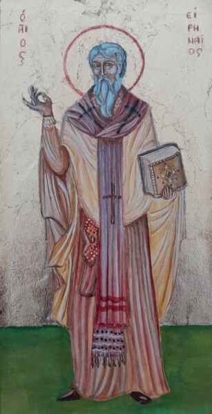 Painting titled "Saint Irénée" by Christian Nouyrigat, Original Artwork, Tempera