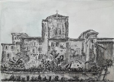 「Monastère」というタイトルの描画 Christian Nouyrigatによって, オリジナルのアートワーク, インク