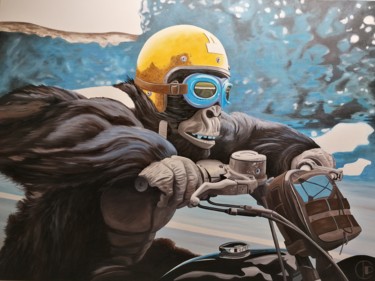 Painting titled ""Monkey road"" by L'Atelier S'Affiche, Original Artwork, Oil