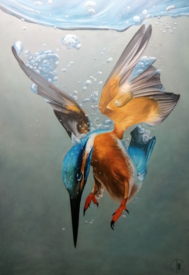 "Le Grand Plongeon" Peinture intitulée ""Le Grand Plongeon"" par L'Atelier S'Affiche, Œuvre d'art originale, Huile