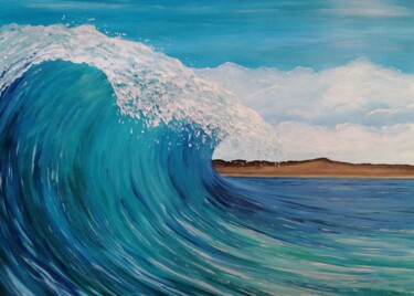 Peinture intitulée "Blue Wave II" par L'Atelier S'Affiche, Œuvre d'art originale, Acrylique