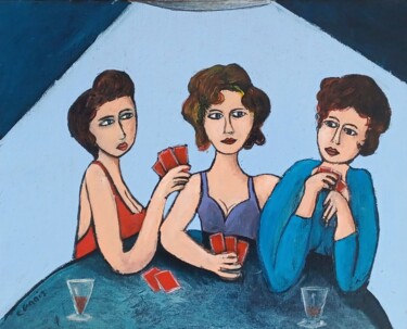 Painting titled "les joueuses de car…" by Christian Panis, Original Artwork, Acrylic Mounted on Wood Stretcher frame