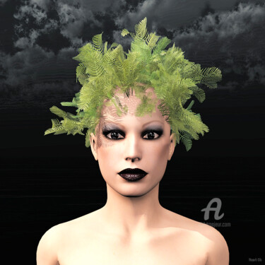 Arts numériques intitulée "Portrait Vert" par Christian Pavet, Œuvre d'art originale