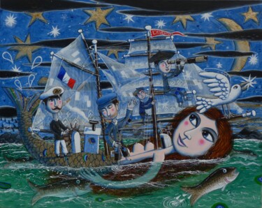 Peinture intitulée "6-le-bateau-sirene-…" par Christian Pendelio, Œuvre d'art originale, Acrylique