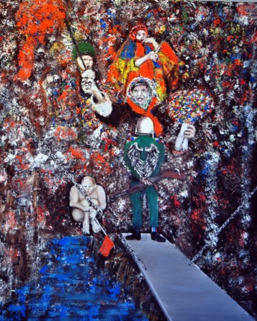 Malerei mit dem Titel "La revolution Orange" von Christian Perez De Carvasal, Original-Kunstwerk, Öl