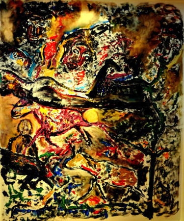 Peinture intitulée "Bushfire" par Christian Perez De Carvasal, Œuvre d'art originale, Huile
