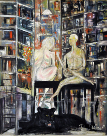 Malerei mit dem Titel "Conversation" von Christian Perez De Carvasal, Original-Kunstwerk, Öl