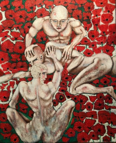 Peinture intitulée "In the poppy fields" par Christian Perez De Carvasal, Œuvre d'art originale, Huile Monté sur Châssis en…