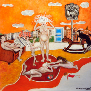 Peinture intitulée "We are pregnant" par Christian Perez De Carvasal, Œuvre d'art originale, Huile Monté sur Châssis en bois