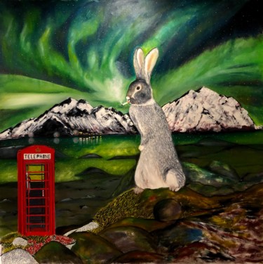 Pintura titulada "Smoking  rabbit" por Christian Perez De Carvasal, Obra de arte original, Oleo Montado en Bastidor de camil…