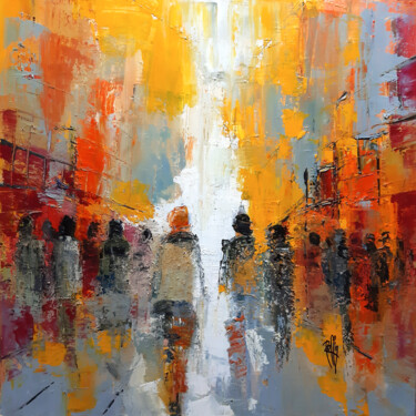 Painting titled "n° 1091 Soleil Cita…" by Christian Raffin, Original Artwork, Oil