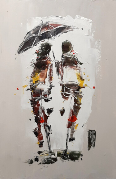 Картина под названием "Sous ton Parapluie" - Christian Raffin, Подлинное произведение искусства, Масло
