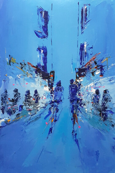 Painting titled "Bleu" by Christian Raffin, Original Artwork, Oil