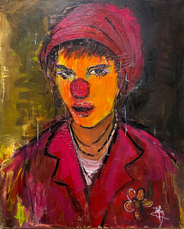Painting titled "Petite Fille  réf.…" by Christian Raffin, Original Artwork, Oil Mounted on Wood Stretcher frame