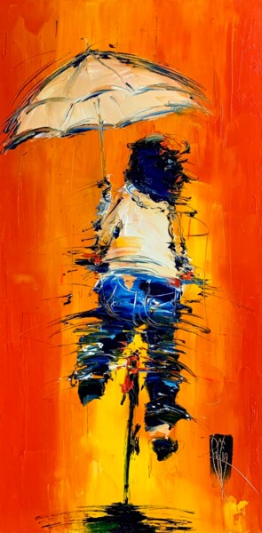 Malerei mit dem Titel "Sous un parapluie b…" von Christian Raffin, Original-Kunstwerk, Öl