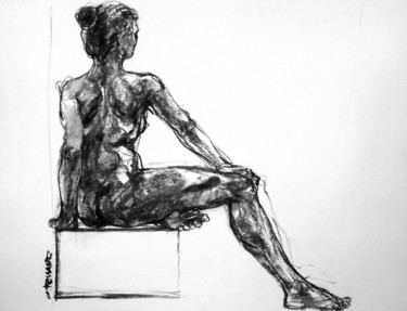 Drawing titled "fusain 2018 31" by Christian Rolland, Original Artwork, Charcoal