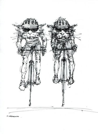 Dibujo titulada "vélo 2018 1" por Christian Rolland, Obra de arte original, Rotulador