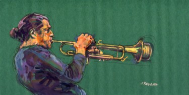 Painting titled "2004 jazz 9" by Christian Rolland, Original Artwork, Gouache