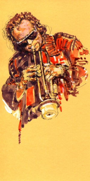 Painting titled "2004 jazz 15" by Christian Rolland, Original Artwork, Gouache