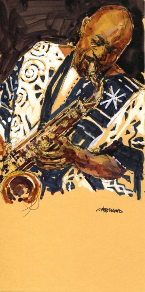 Peinture intitulée "10,5x21 jazz 22" par Christian Rolland, Œuvre d'art originale, Gouache