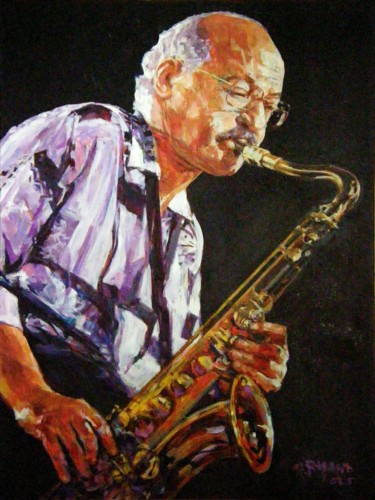 Painting titled "jazz painting 10" by Christian Rolland, Original Artwork, Oil