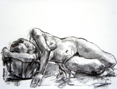 Drawing titled "fusain juin 2008 04" by Christian Rolland, Original Artwork, Charcoal
