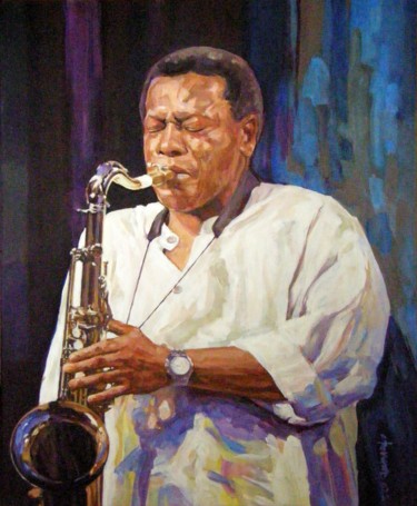 Painting titled "jazz painting 14" by Christian Rolland, Original Artwork, Oil