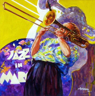 Painting titled "jazz painting 17" by Christian Rolland, Original Artwork, Oil