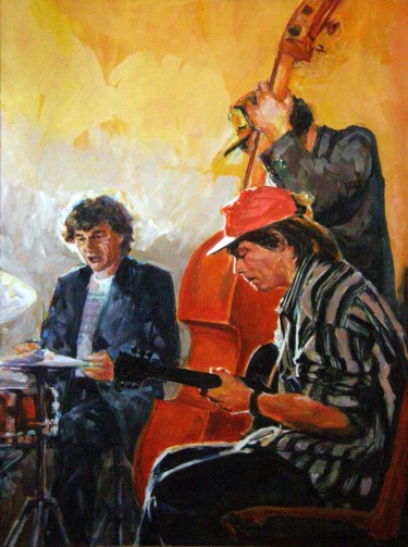 Painting titled "jazz painting 9" by Christian Rolland, Original Artwork, Oil