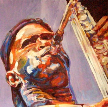 Painting titled "jazz painting 19" by Christian Rolland, Original Artwork, Oil