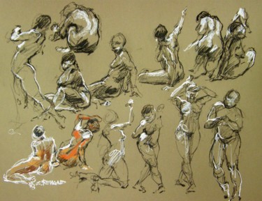 Disegno intitolato "fusain et craie 201…" da Christian Rolland, Opera d'arte originale, Gesso
