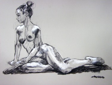 Drawing titled ".étude 2019 4" by Christian Rolland, Original Artwork, Charcoal